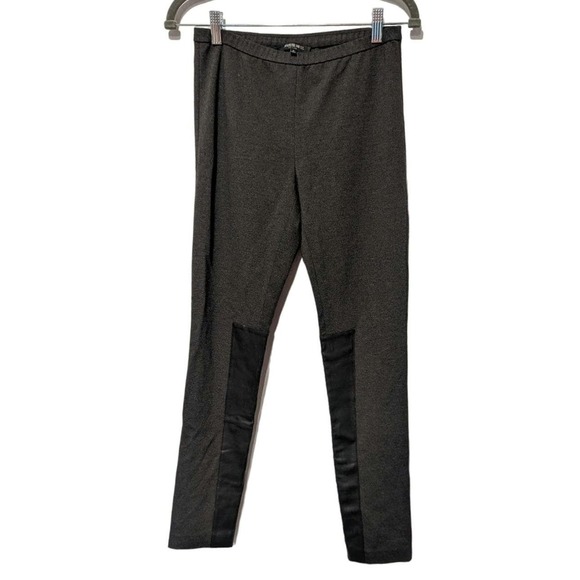 Lafayette 148 New York Pants - Lafayette 148 Grey Leggings Leather Detail Stretchy
